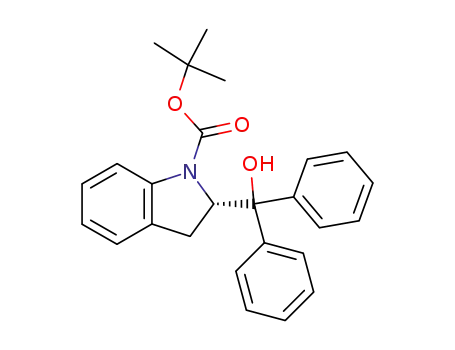 Molecular Structure of 197460-37-0 ((S)-tert-butyl 2-(hydroxydiphenylmethyl)indoline-1-carboxylate)
