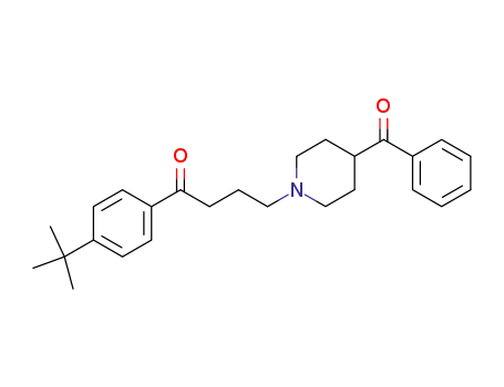 Molecular Structure of 151091-52-0 (4-(4-benzoylpiperidin-1-yl)-1-<4-(1,1-dimethylethyl)phenyl>-1-butanone)