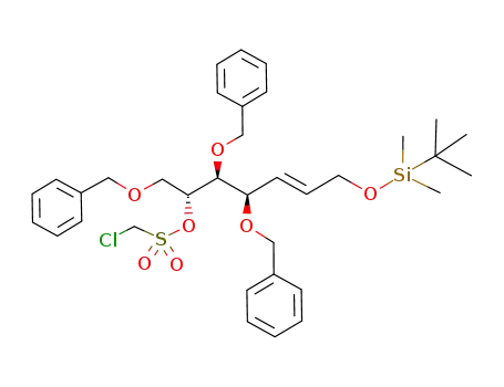 Molecular Structure of 231618-84-1 ((4R,5R,6R)-1-<(tert-butyldimethylsilyl)oxy>-6-<((chloromethyl)sulfonyl)oxy>-4,5,7-tris(benzyloxy)-2(E)-heptene)