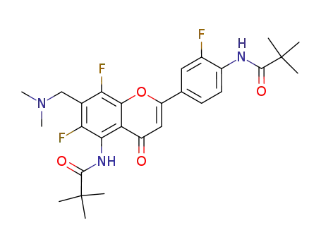 Molecular Structure of 165180-41-6 (7-dimethylaminomethyl-6,8-difluoro-2-(3-fluoro-4-pivaloylaminophenyl)-5-pivaloylamino-4H-1-benzopyran-4-one)
