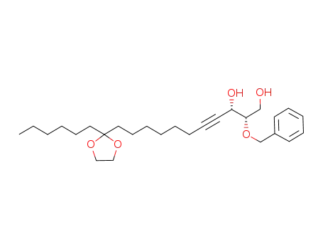 Molecular Structure of 189246-60-4 (4-Undecyne-1,3-diol, 11-(2-hexyl-1,3-dioxolan-2-yl)-2-(phenylmethoxy)-,
(2S,3S)-)