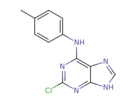 Molecular Structure of 39639-49-1 (2-chloro-6-(4-methylphenyl)amino-9H-purin)