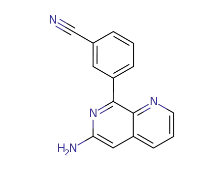 Molecular Structure of 207279-14-9 (3-(6-Amino-1,7-naphthyridin-8-yl)benzonitrile)