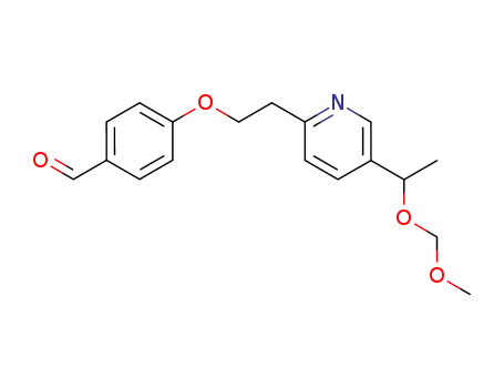 Molecular Structure of 184766-25-4 (Benzaldehyde, 4-[2-[5-[1-(methoxymethoxy)ethyl]-2-pyridinyl]ethoxy]-)