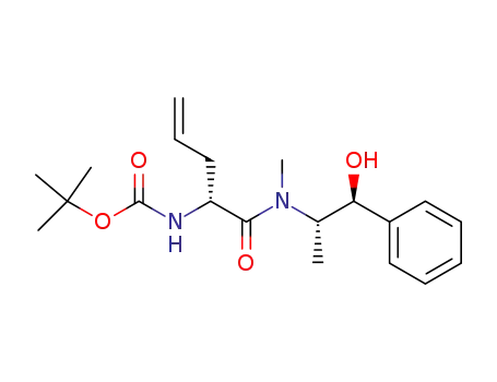 Molecular Structure of 185509-08-4 (tert-butyl ((R)-1-(((1S,2S)-1-hydroxy-1-phenylpropan-2-yl)(methyl)amino)-1-oxopent-4-en-2-yl)carbamate)