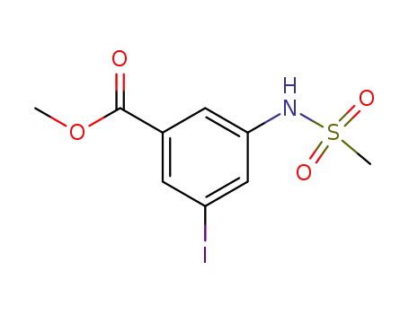 Molecular Structure of 847157-47-5 (Benzoic acid, 3-iodo-5-[(methylsulfonyl)amino]-, methyl ester)