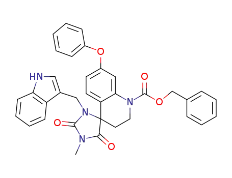 7-phenoxy-3,4-dihydro-2H-quinoline-1-carboxylic acid benzyl ester-4-spiro-5'-1'-(1H-indol-3-ylmethyl)-3'-methyl-imidazolidine-2',4'-dione