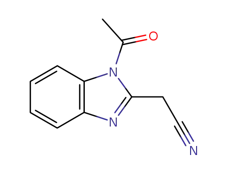 Molecular Structure of 88482-10-4 (1H-Benzimidazole-2-acetonitrile,1-acetyl-(9CI))