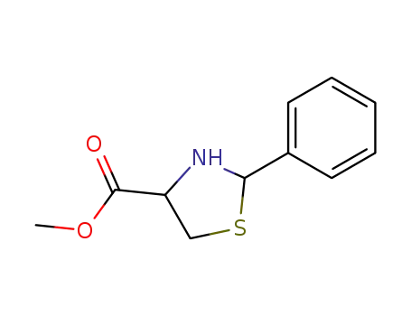 Molecular Structure of 99380-81-1 (2-PHENYLTHIAZOLIDINE-4-CARBOXYLIC ACID METHYL ESTER)
