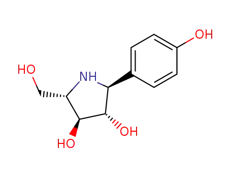 Molecular Structure of 188744-98-1 (3,4-Pyrrolidinediol, 2-(hydroxymethyl)-5-(4-hydroxyphenyl)-, (2R,3R,4S,5S)-)