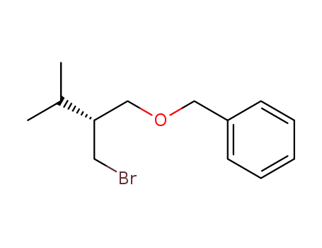 Molecular Structure of 179993-02-3 ((R)-((2-(Bromomethyl)-3-methylbutoxy)methyl)benzene)