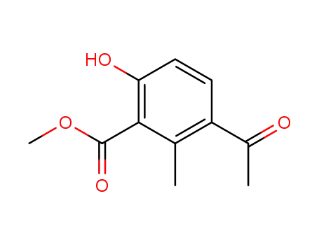 Molecular Structure of 819052-32-9 (Benzoic acid, 3-acetyl-6-hydroxy-2-methyl-, methyl ester (9CI))