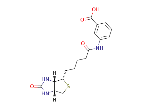 Molecular Structure of 102053-59-8 (3-(5-(2-oxohexahydro-1H-thieno[3,4-d]imidazol-4-yl)pentanamido)benzoic acid)
