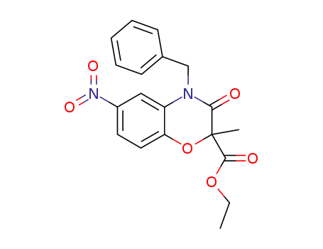 2H-1,4-Benzoxazine-2-carboxylic acid,
3,4-dihydro-2-methyl-6-nitro-3-oxo-4-(phenylmethyl)-, ethyl ester