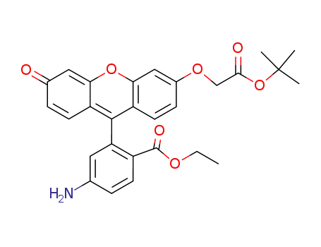 Molecular Structure of 886053-23-2 (Benzoic acid,
4-amino-2-[6-[2-(1,1-dimethylethoxy)-2-oxoethoxy]-3-oxo-3H-xanthen-9-
yl]-, ethyl ester)