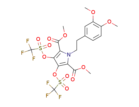 Molecular Structure of 570402-54-9 (1H-Pyrrole-2,5-dicarboxylic acid,
1-[2-(3,4-dimethoxyphenyl)ethyl]-3,4-bis[[(trifluoromethyl)sulfonyl]oxy]-,
dimethyl ester)