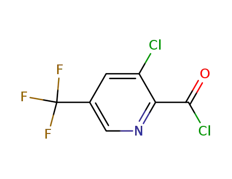Molecular Structure of 80194-72-5 (3-Chloro-2-(chlorocarbonyl)-5-(trifluoromethyl)pyridine, 3-Chloro-5-(trifluoromethyl)picolinoyl chloride)