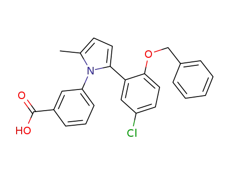 Molecular Structure of 632621-54-6 (Benzoic acid,
3-[2-[5-chloro-2-(phenylmethoxy)phenyl]-5-methyl-1H-pyrrol-1-yl]-)