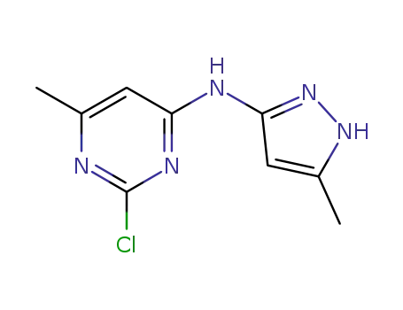 Molecular Structure of 851435-28-4 ((2-Chloro-6-methyl-pyrimidin-4-yl)-(5-methyl-3H-pyrazol-3-yl)-amine)