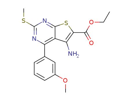 Thieno[2,3-d]pyrimidine-6-carboxylic acid,
5-amino-4-(3-methoxyphenyl)-2-(methylthio)-, ethyl ester