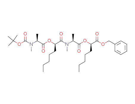 5,11-Dioxa-2,8-diazatridecanedioic acid,
2,3,8,9-tetramethyl-4,7,10-trioxo-6,12-dipentyl-, 1-(1,1-dimethylethyl)
13-(phenylmethyl) ester, (3S,6R,9S,12R)-
