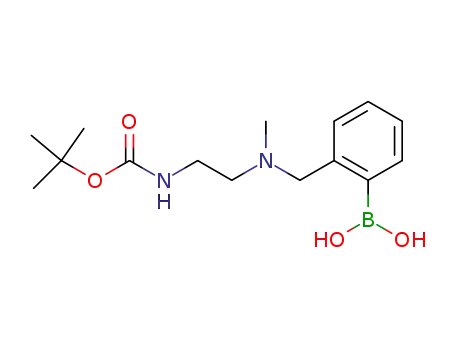 Molecular Structure of 909804-24-6 ((2-{[(2-tert-butoxycarbonylamino-ethyl)-methyl-amino]-methyl}-phenyl)-boronic acid)