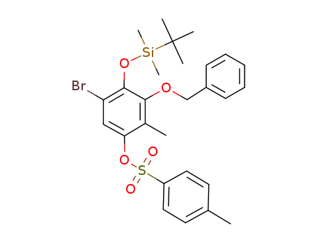 Molecular Structure of 924888-05-1 (Phenol,
5-bromo-4-[[(1,1-dimethylethyl)dimethylsilyl]oxy]-2-methyl-3-(phenylmeth
oxy)-, 1-(4-methylbenzenesulfonate))