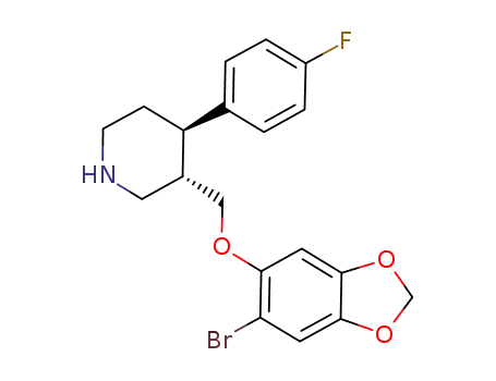 Molecular Structure of 960287-36-9 ((3S-trans)-3-((6-bromo-1,3-benzodioxol-5-yloxy)methyl)-4-(4-fluorophenyl)-piperidine)