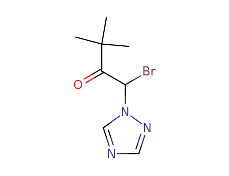 Molecular Structure of 71347-30-3 (2-Butanone, 1-bromo-3,3-dimethyl-1-(1H-1,2,4-triazol-1-yl)-)