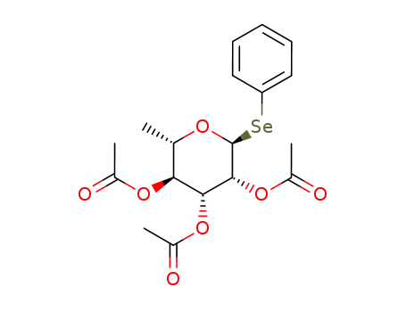 Molecular Structure of 136809-99-9 (phenyl 2,3,4-tri-O-acetyl-1-seleno-α-L-rhamnopyranoside)