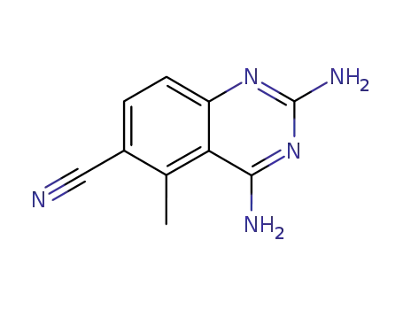 Molecular Structure of 18917-72-1 (6-Quinazolinecarbonitrile, 2,4-diamino-5-methyl-)