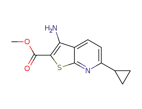 Molecular Structure of 1135283-79-2 (methyl 3-amino-6-cyclopropylthieno[2,3-b]pyridine-2-carboxylate)