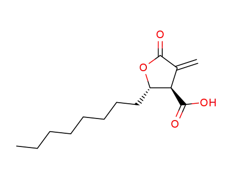 Molecular Structure of 191282-48-1 (trans-4-Methylene-2-octyl-5-oxotetrahydrofuran-3-carboxylic acid)