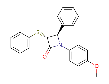 Molecular Structure of 94612-48-3 (2-Azetidinone, 1-(4-methoxyphenyl)-4-phenyl-3-(phenylthio)-, trans-)