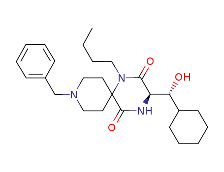 1,4,9-Triazaspiro[5.5]undecane-2,5-dione,
1-butyl-3-[(R)-cyclohexylhydroxymethyl]-9-(phenylmethyl)-, (3R)-
