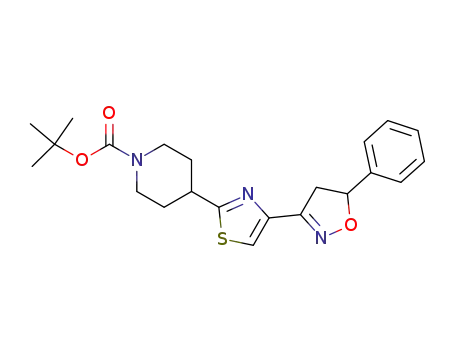 Molecular Structure of 1003319-99-0 (1,1-dimethylethyl 4-[4-(4,5-dihydro-5-phenyl-3-isoxazolyl)-2-thiazolyl]-1-piperidinecarboxylate)