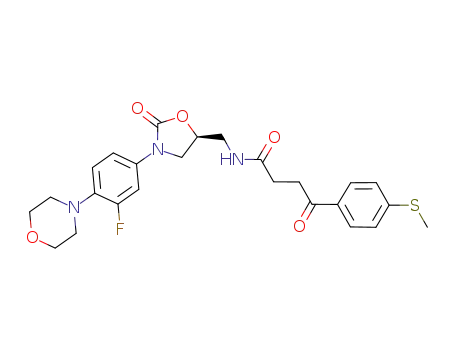 Molecular Structure of 675609-11-7 ((S)-N-[[3-(3-fluoro-4-morpholinylphenyl)-2-oxo-5-oxazolidinyl]methyl]-4-oxo-4-(4-thiomethyl)phenylbutanamide)