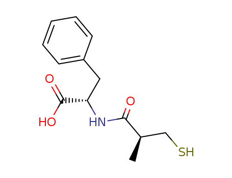 Molecular Structure of 124818-17-3 (L-Phenylalanine, N-(3-mercapto-2-methyl-1-oxopropyl)-, (S)-)