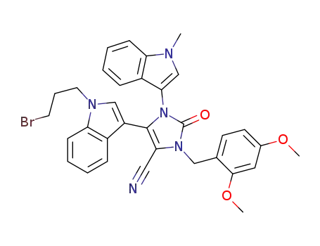 4-cyano-3-(2,4-dimethoxybenzyl)-1-(1-methyl-3-indolyl)-5-[1-(3-bromopropyl)-3-indolyl]-2,3-dihydroimidazol-2-one