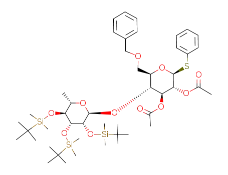 phenyl 2,3-di-O-acetyl-6-O-benzyl-4-O-(6-deoxy-2,3,4-tri-O-tert-butyldimethylsilyl-α-L-mannopyranosyl)-1-thio-β-D-glucopyranoside