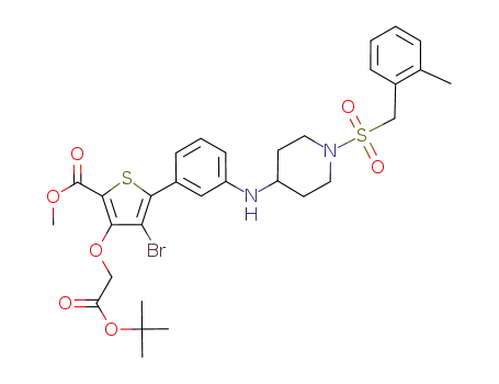 4-bromo-3-tert-butoxycarbonylmetoxy-5-[3-(1-o-tolylmethanesulfonylpiperidin-4-ylamino)phenyl]thiophene-2-carboxylic acid methyl ester