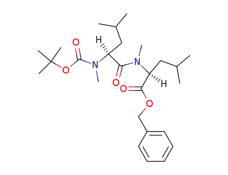 Molecular Structure of 89537-10-0 (L-Leucine,
N-[N-[(1,1-dimethylethoxy)carbonyl]-N-methyl-L-leucyl]-N-methyl-,
phenylmethyl ester)