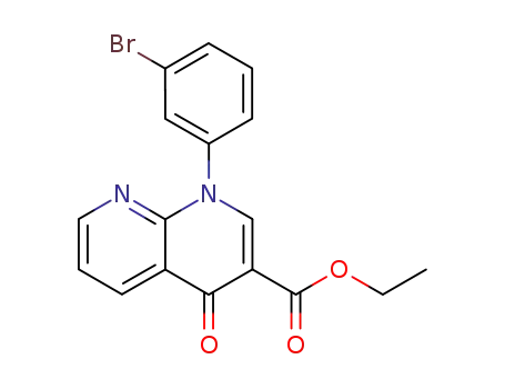 Molecular Structure of 477251-77-7 (1,8-Naphthyridine-3-carboxylic acid, 1-(3-bromophenyl)-1,4-dihydro-4-oxo-, ethyl ester)