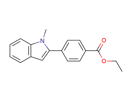 Molecular Structure of 157427-50-4 (Benzoic acid, 4-(1-methyl-1H-indol-2-yl)-, ethyl ester)