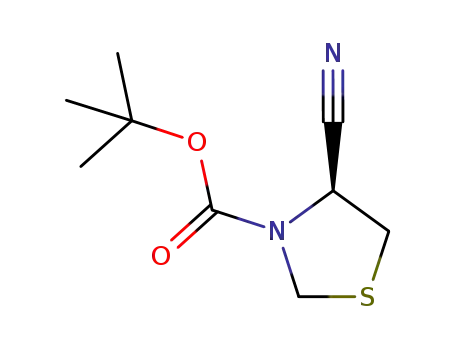 Molecular Structure of 391248-15-0 ((R)-4-CYANO-THIAZOLIDINE-3-CARBOXYLIC ACID TERT-BUTYL ESTER)