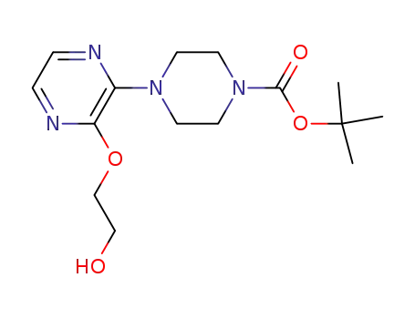 Molecular Structure of 313654-84-1 (4-[3-(2-Hydroxyethoxy)-2-pyrazinyl]-1-piperazinecarboxylic acid 1,1-dimethylethyl ester)