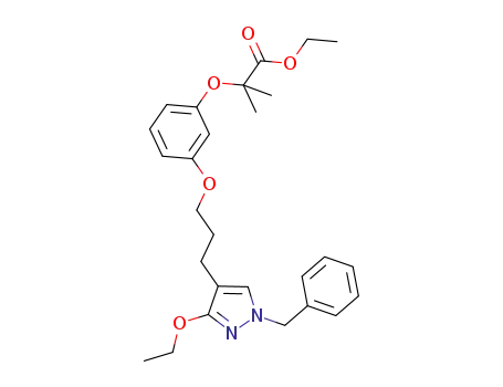 Propanoic acid,
2-[3-[3-[3-ethoxy-1-(phenylmethyl)-1H-pyrazol-4-yl]propoxy]phenoxy]-2-
methyl-, ethyl ester