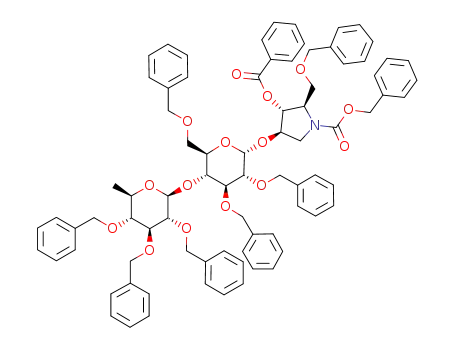 (2R,3R,4R)-N-benzyloxycarbonyl-2-benzyloxymethyl-3-hydroxy-pyrrolidin-4-yl 2,3,6-tri-O-benzyl-4-O-(2,3,4-tri-O-benzyl-6-deoxy-β-D-glucopyranosyl)-α-D-glucopyranoside