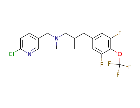 Molecular Structure of 360563-39-9 (6-chloro-N-[3-(3,5-difluoro-4-trifluoromethoxyphenyl)-2-methylpropyl]-N-methyl-pyridin-3-ylmethylamine)