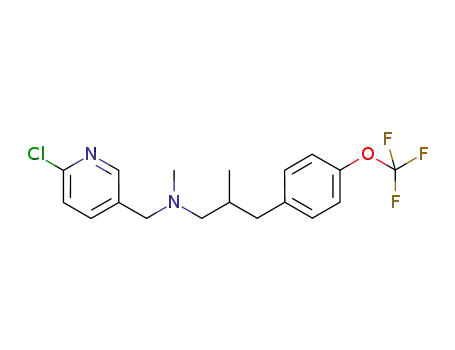 Molecular Structure of 360563-31-1 (6-chloro-N-methyl-N-[3-(4-trifluoromethoxyphenyl)-2-methylpropyl]-3-pyridylmethylamine)